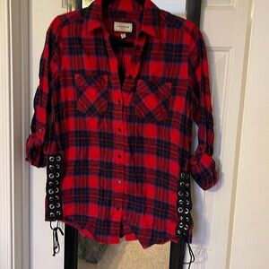 EXPRESS Flannel Lace Up Shirt ~ Small